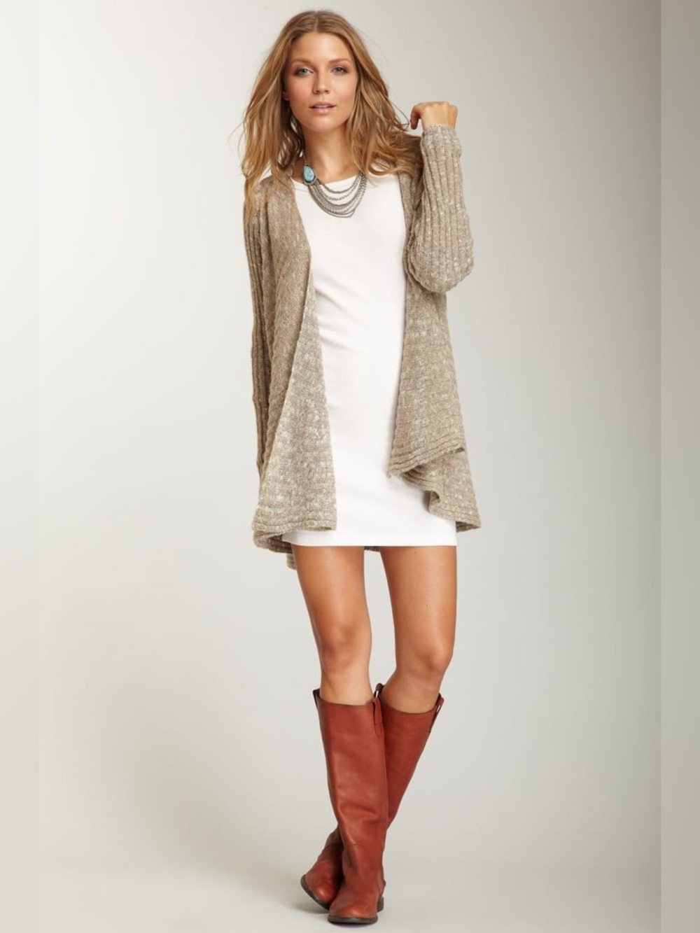 Free People Mixed Yarn Beach Shell Cardigan , sz : small